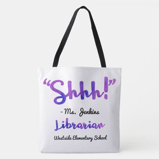 Rolig personlig Shhh! Skola Tygkasse (Framsida)