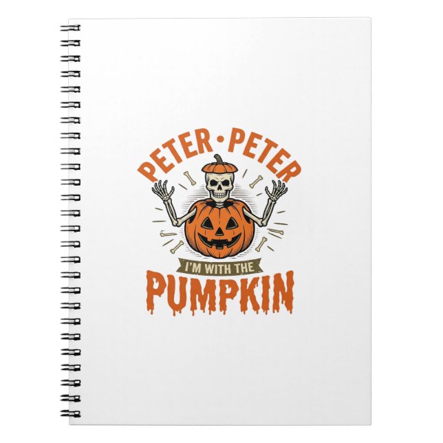 Rolig Peter Peter Pumpa Halloween Skelett Tröja Anteckningsbok (Framsidan)