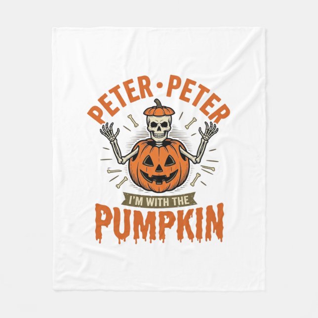 Rolig Peter Peter Pumpa Halloween Skelett Tröja Fleecefilt (Framsidan)