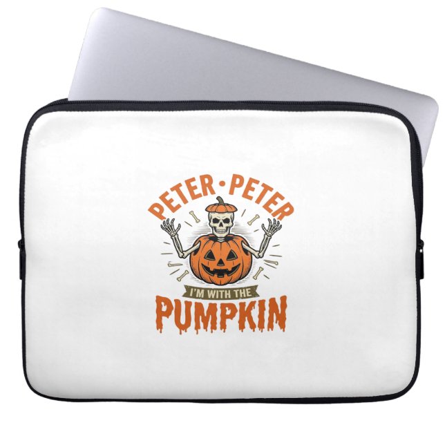 Rolig Peter Peter Pumpa Halloween Skelett Tröja Laptop Fodral (Framsidan)