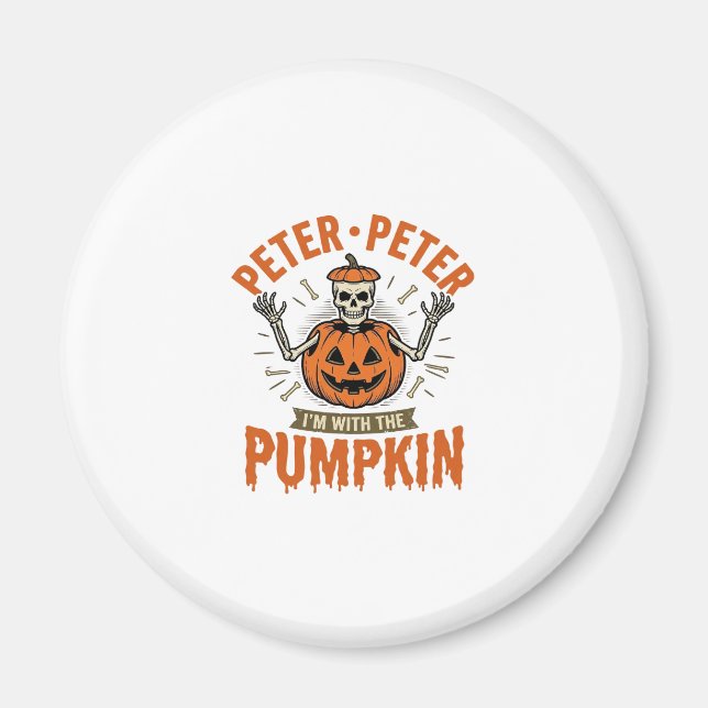 Rolig Peter Peter Pumpa Halloween Skelett Tröja Magnet (Framsidan)