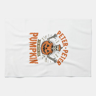Rolig Peter Peter Pumpkin Halloween Skelett Tröja Kökshandduk