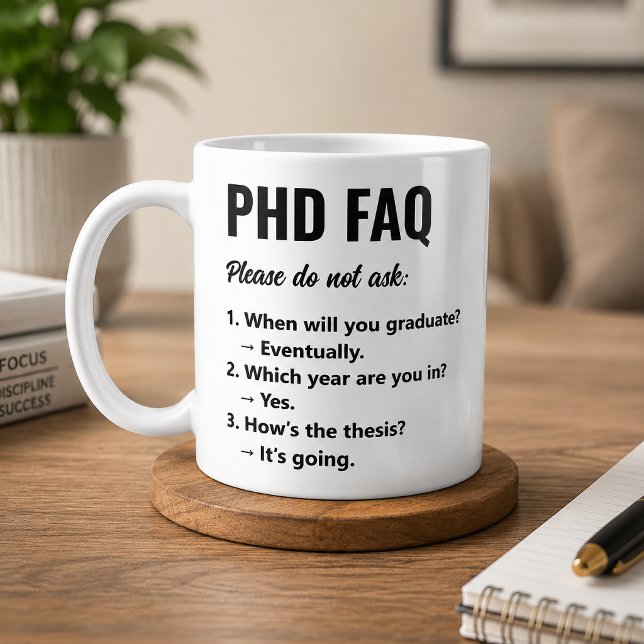 Rolig PhD-FAQ-kaffekopp för forskare Kaffemugg (Skapare uppladdad)