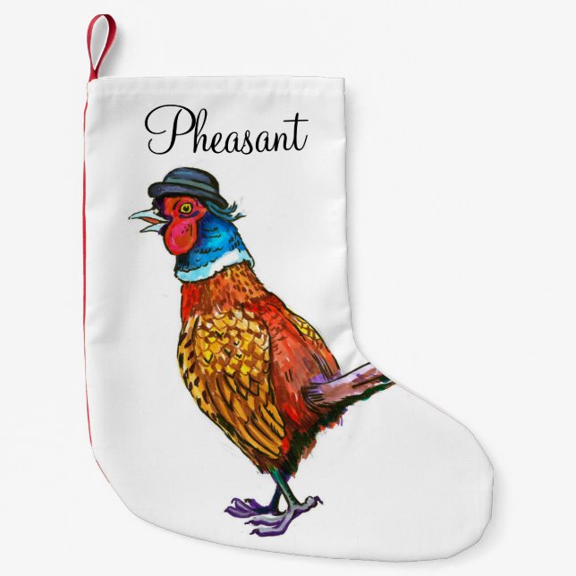 Rolig pheasant i hatt liten julstrumpa (Framsidan)