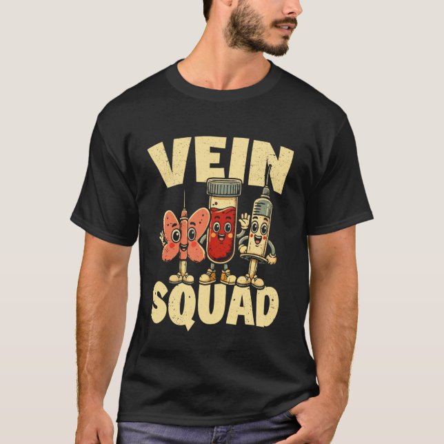 Rolig Phlebotomist Åder Trupp T Shirt (Framsida)