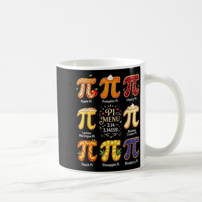 Rolig Pi-dagen 3.14 Pi Meny Frukt Matematik Älskar Kaffemugg (Höger)