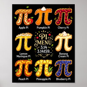 Rolig Pi-dagen 3.14 Pi-meny Frukt Matematik Älskar Poster