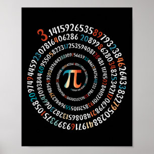 Rolig Pi-dagen 3.14 Pi-symbol Spiral Nummer Math K Poster