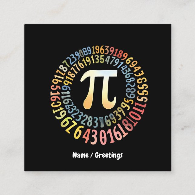 Rolig Pi-dagens spiralnummer Coola matematiska Fyrkantigt Visitkort (Framsida)