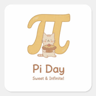 Rolig Pi-dagsdjur med paj – present till matematik Fyrkantigt Klistermärke
