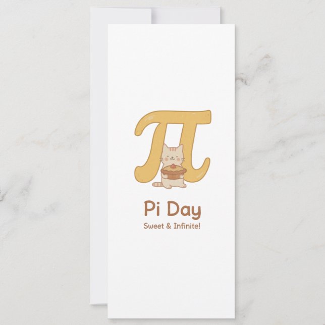 Rolig Pi-dagsdjur med paj – present till matematik Inbjudningar (Framsida)