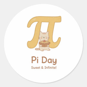 Rolig Pi-dagsdjur med paj – present till matematik Runt Klistermärke