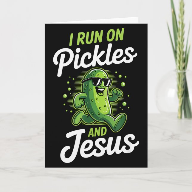 Rolig Pickle Gurka Jag Springar På Pickles Och Jes Kort (Framsida)