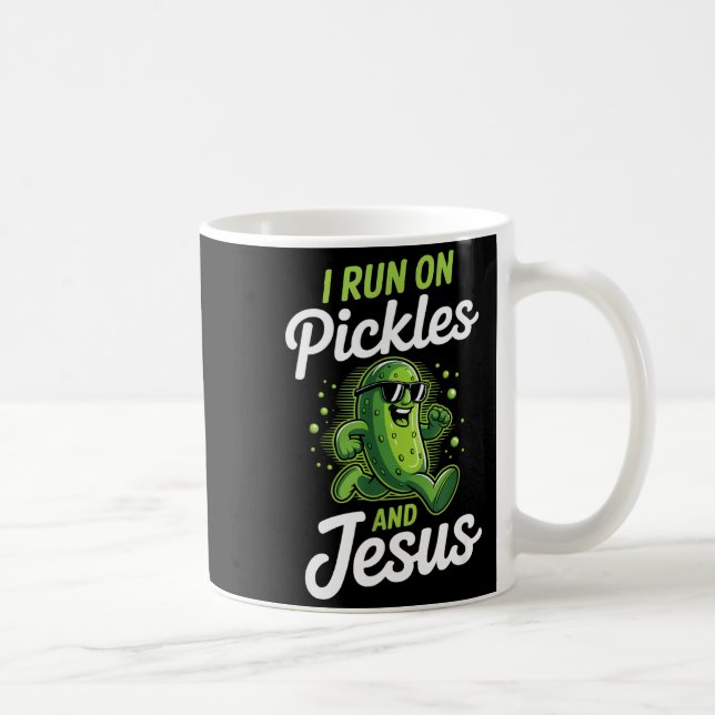 Rolig Pickle Gurka Jag Springer På Pickles Och Jes Kaffemugg (Höger)