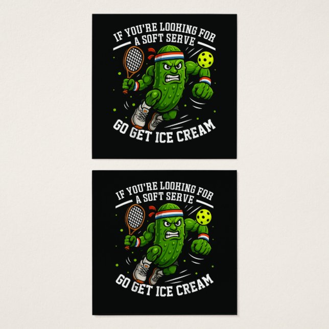 Rolig Pickle Spelar Pickleball Fyrkantigt Visitkort (Framsida & baksida)