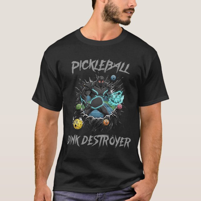 Rolig Pickleball Dink Destroyer Maskot T Shirt (Framsida)