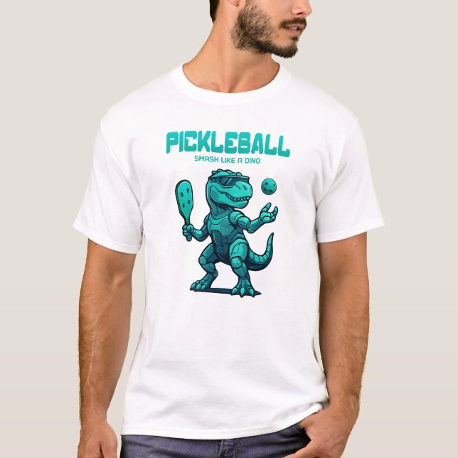Rolig Pickleball -  Dinosaur Pickleball T Shirt (Framsida)