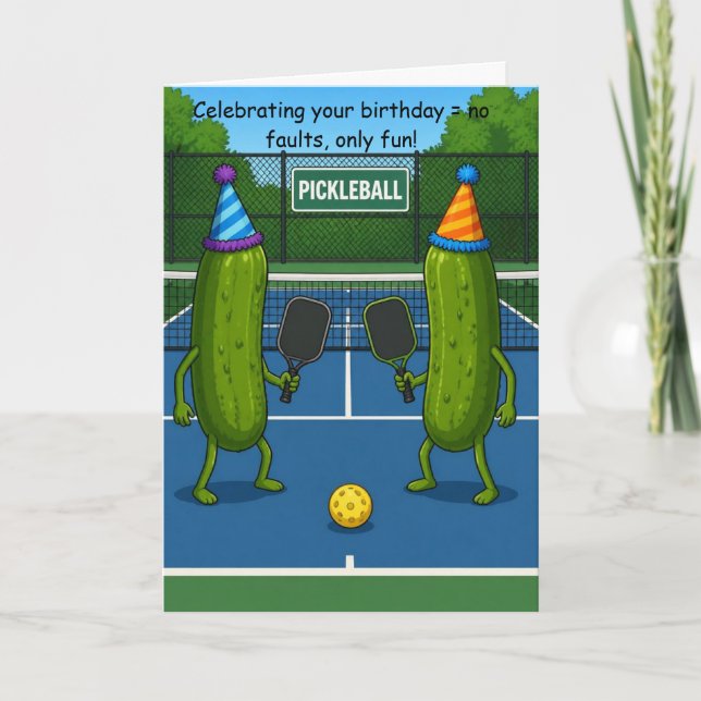 Rolig Pickleball Födelsedagsgratulation Kort (Framsida)