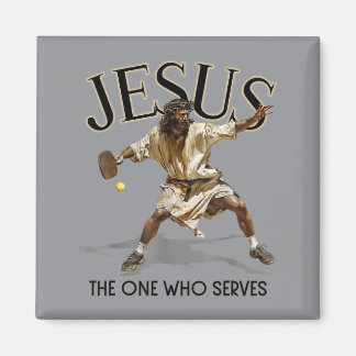 Rolig Pickleball Jesus Den Som Servar Magnet