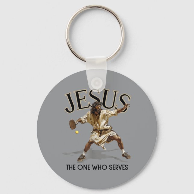Rolig Pickleball Jesus Den Som Servar Nyckelring (Framsida)
