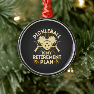 Rolig Pickleball Min pensionsplan Vintage Julgransprydnad Metall