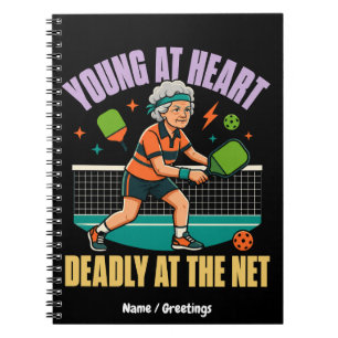 Rolig Pickleball Mormor Ung i Hjärtat Dödligt Nät Anteckningsbok