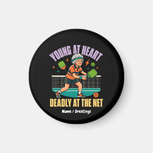 Rolig Pickleball Mormor Ung i Hjärtat Dödligt Nät Magnet