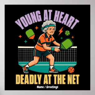 Rolig Pickleball Mormor Ung i Hjärtat Dödligt Nät Poster