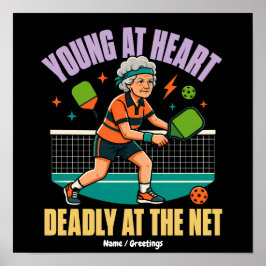 Rolig Pickleball Mormor Ung i Hjärtat Dödligt Nät Poster