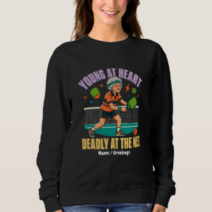 Rolig Pickleball Mormor Ung i Hjärtat Dödligt Nät T Shirt