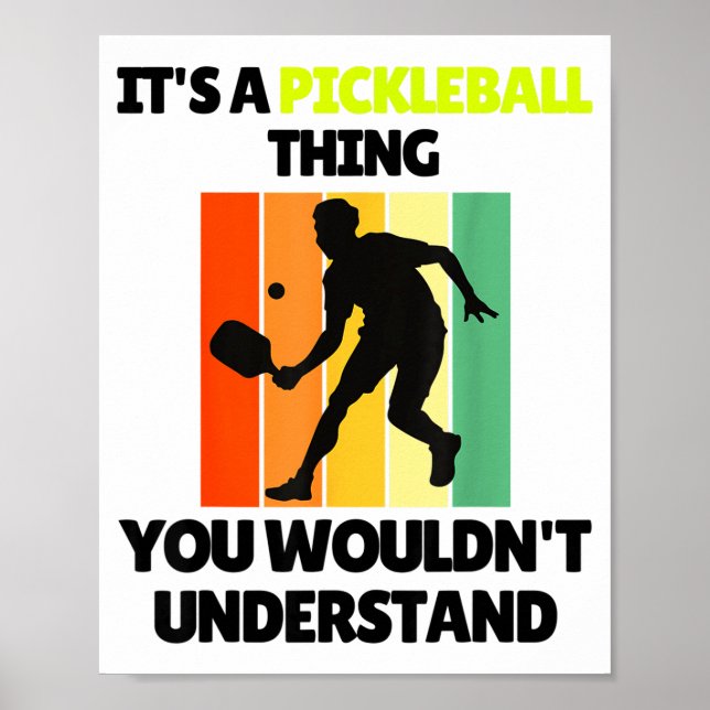 Rolig pickleball paddel dink pickle boll spelare poster (Framsidan)