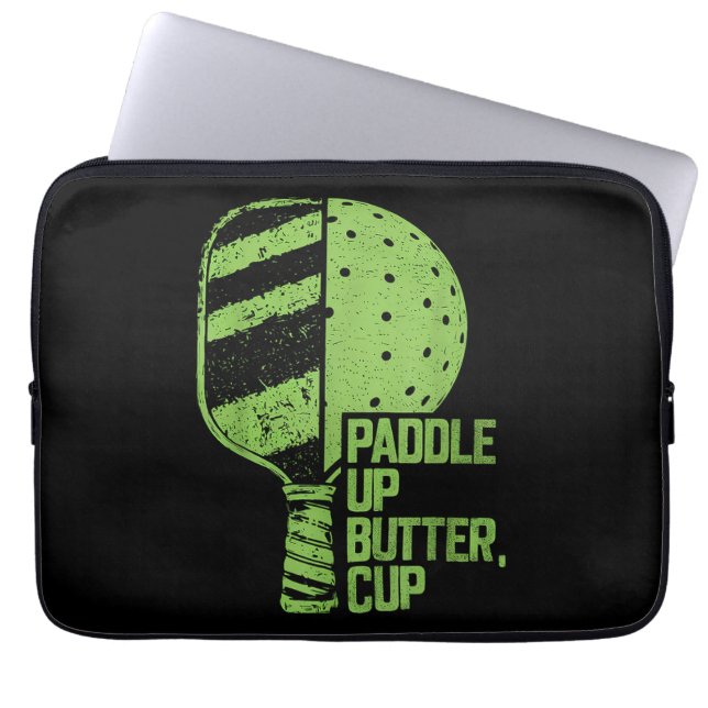Rolig Pickleball-paddle Upp Smörkopp Laptop Fodral (Framsidan)