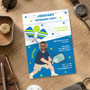 Rolig Pickleball-Pensionärsfest För Honom Foto Inbjudningar