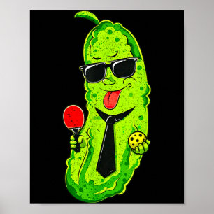 Rolig pickleball-pickle med slips & solglasögon poster