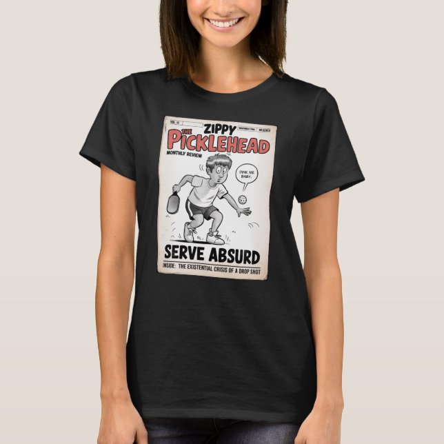 Rolig Pickleball Serve Absurd Kris Affisch T Shirt (Framsida)