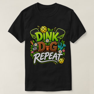 Rolig Pickleball Trädgårds T-Shirt | Dink Gräv Upp