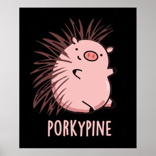 Rolig Piggsvin Pig Pun Mörk BG Poster