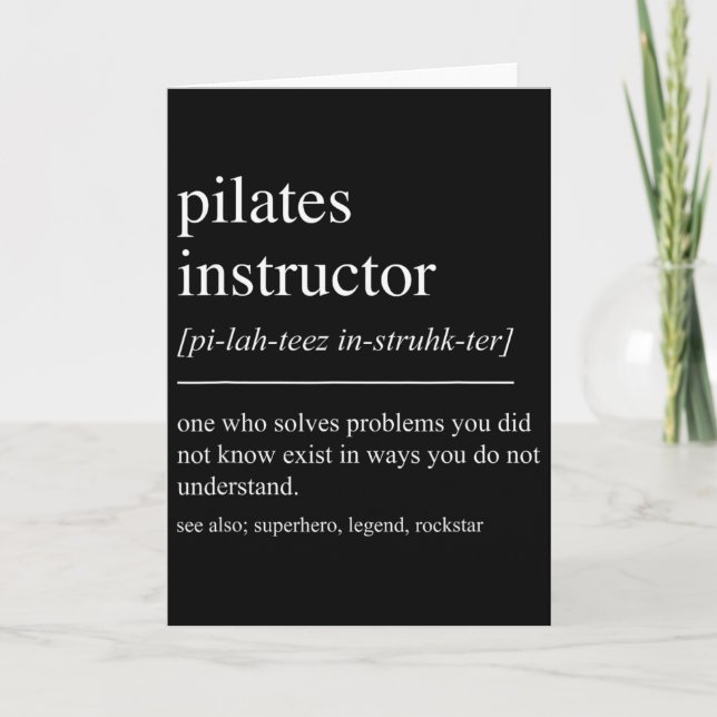 Rolig Pilates Instruktör Definition Pilates Lärare Kort (Framsida)