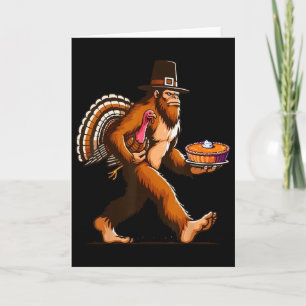 Rolig pilgrim Sasquatch Yeti och pumpapaj Tack Kort