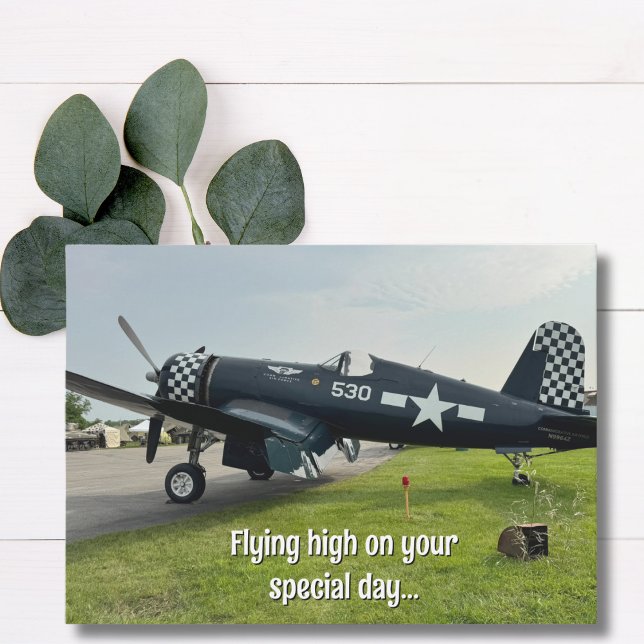 Rolig Pilot Födelsedag Vintage Flygplans Foto Kort (front)