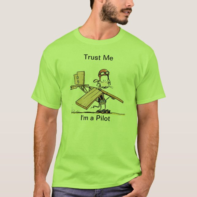 Rolig pilot- tecknad tee (Framsida)