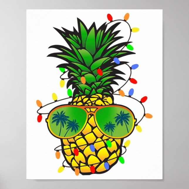 Rolig Pineapple Julgran Sommar Jul I Juli Poster (Framsidan)