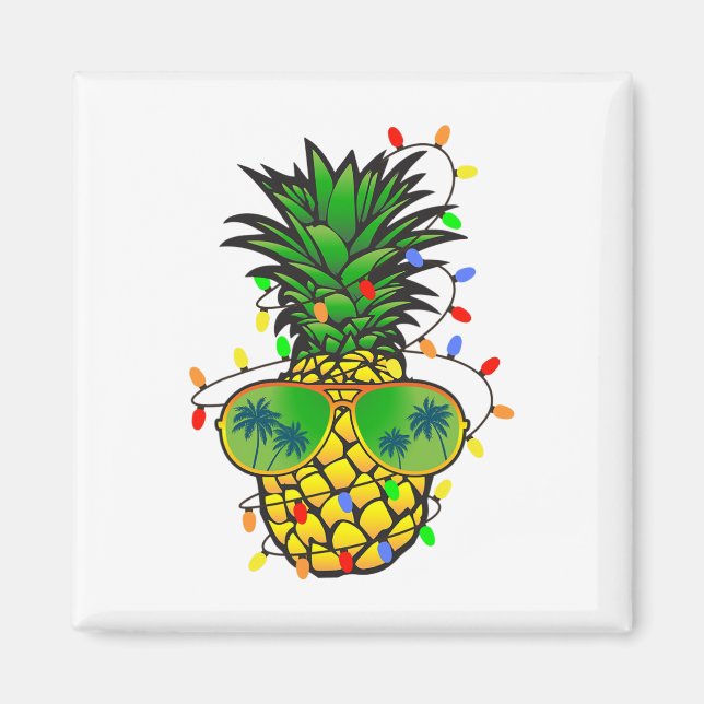 Rolig Pineapple Julgran Sommarjul Magnet (Framsidan)