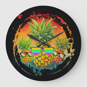 Rolig Pineapple Sommarstämning Stor Klocka
