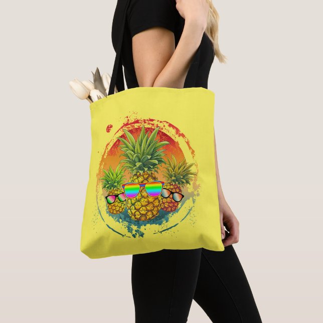 Rolig Pineapple Sommarstämning Tygkasse (Närbild)