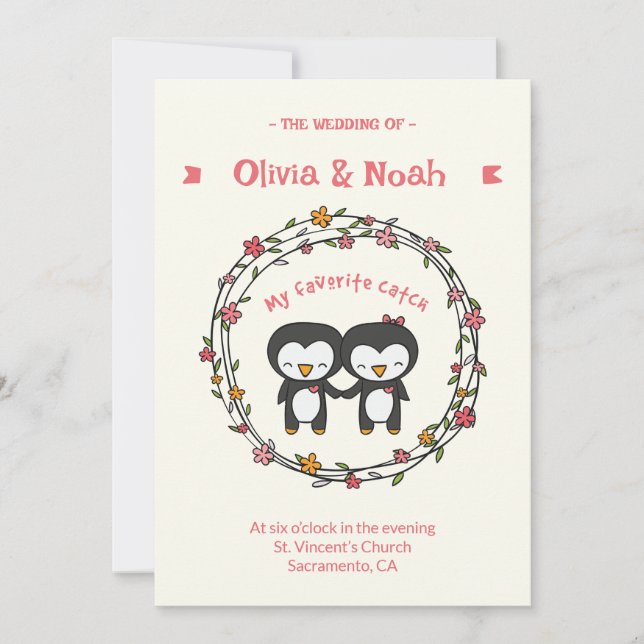 Rolig pingvin inbjudningskort (Framsida)