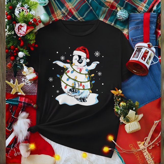 Rolig pingvin jul tomtehatt pingviner t shirt (Skapare uppladdad)