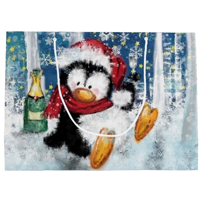 Rolig pingvin julklappspåse (Baksidan)
