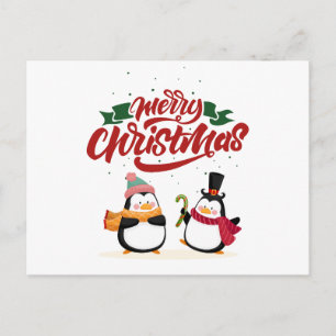 Rolig pingvin julkort, God Jul Helg Vykort