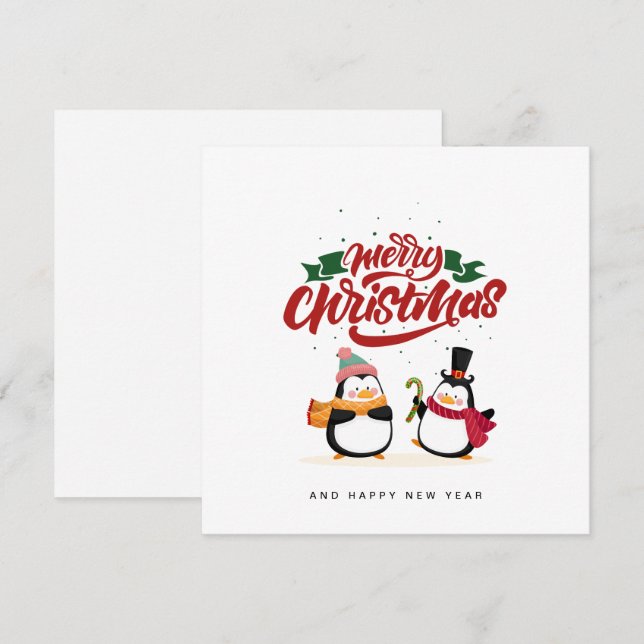 Rolig pingvin julkort, God Jul  Julkort (Fram/baksida)